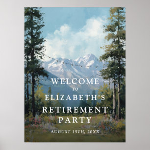 Affiche Panneau de bienvenue pour une fête de retraite flo