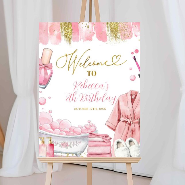 Affiche Panneau de bienvenue pour une fête de spa fille ro (Créateur téléchargé)