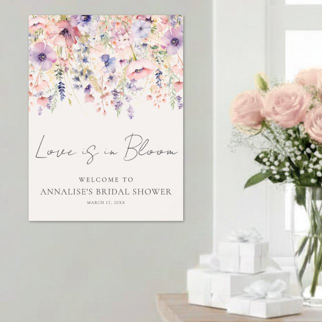 Affiche Panneau de bienvenue pour une fête prénuptiale de  (Wildflower Floral Bridal Shower Welcome Sign )