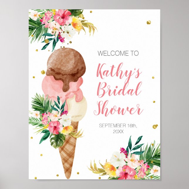 Affiche Panneau de bienvenue pour une fête prénuptiale flo (Devant)