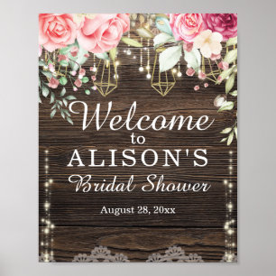 Affiche Panneau de bienvenue pour une fête prénuptiale flo