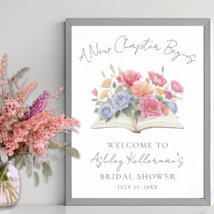 Affiche Panneau de bienvenue pour une fête prénuptiale flo