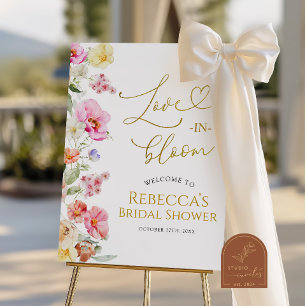 Affiche Panneau de bienvenue pour une fête prénuptiale flo