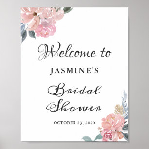 Affiche Panneau de bienvenue pour une fête prénuptiale ros