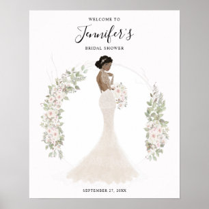 Affiche Panneau de bienvenue pour une mariée afro-américai