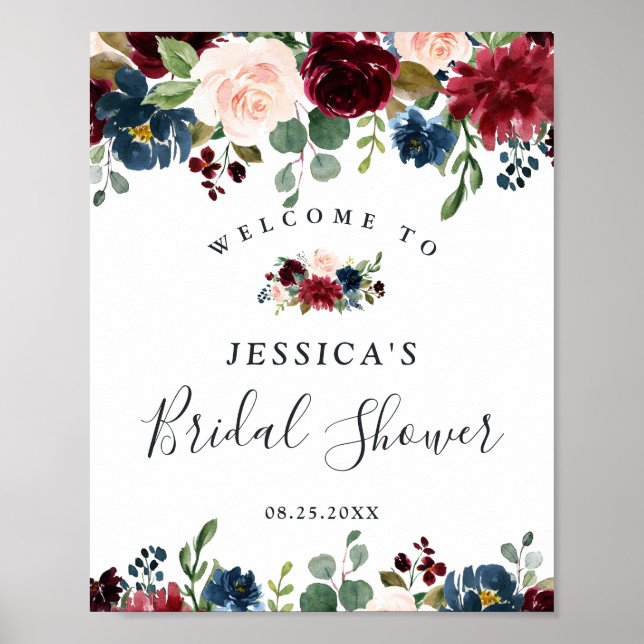 Affiche Panneau de bienvenue pour une soirée de mariage fl (Devant)