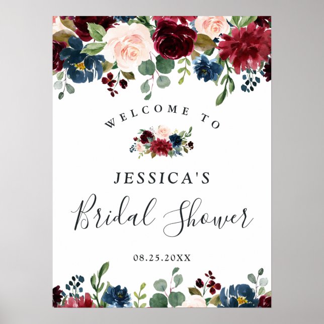 Affiche Panneau de bienvenue pour une soirée de mariage fl (Devant)
