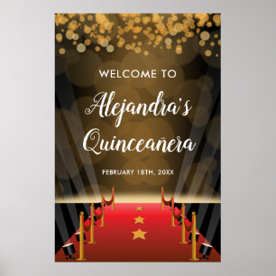 Affiche Panneau de bienvenue Quinceanera tapis rouge Holly