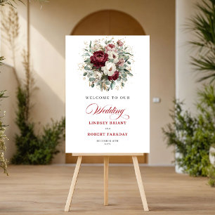 Affiche Panneau de bienvenue raffiné Marron Floral Eucalyp