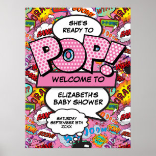 Affiche Panneau de bienvenue rose pour Baby Shower Prêt à