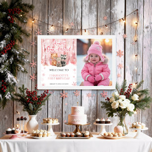 Affiche Panneau de bienvenue rose pour la première photo d