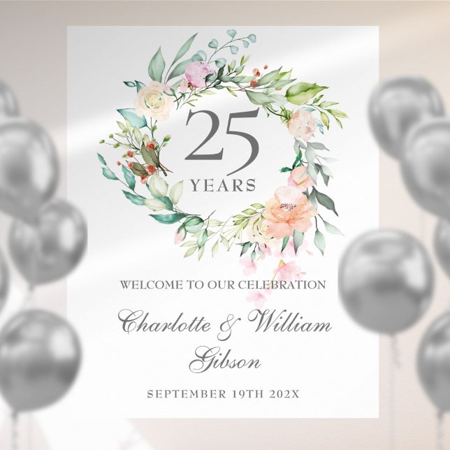 Affiche Panneau de bienvenue Roses pour le 25e anniversair (Créateur téléchargé)