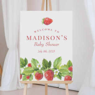 Affiche Panneau de bienvenue Rouge Fraise Baie Sucré