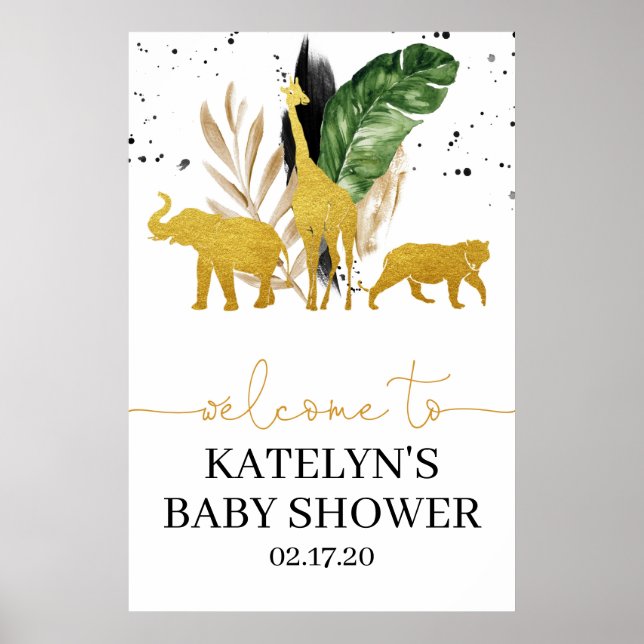 Affiche Panneau de bienvenue Safari pour Baby Shower ou An (Devant)