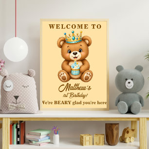 Affiche Panneau de bienvenue Teddy Bear Prince pour le 1er