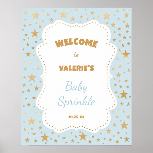 Affiche Panneau de bienvenue Twinkle Star baby shower or b (Devant)