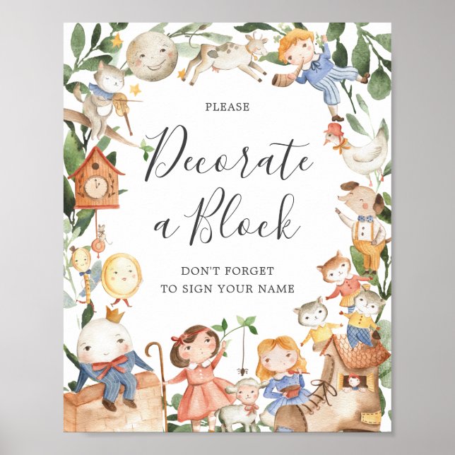 Affiche Panneau de bloc à décorer pour une baby shower sur (Devant)