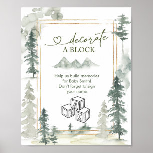 Affiche Panneau de bloc décoratif de forêt d'aventure à l'