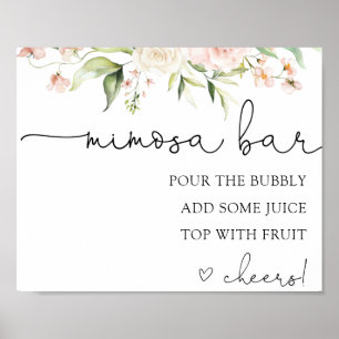 Affiche Panneau de boisson de bar Mimosa à blush rose et v