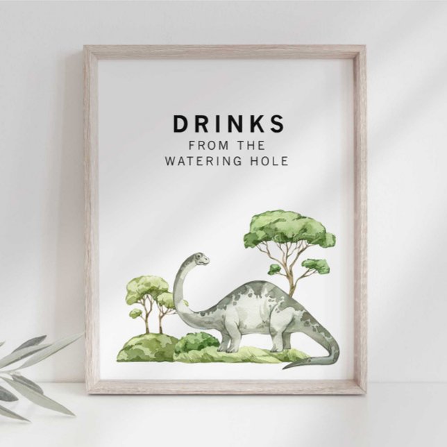 Affiche Panneau de boisson de dinosaure jurassique à l'aqu (Créateur téléchargé)