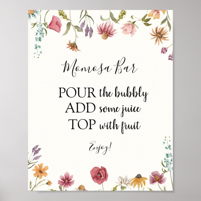 Affiche Panneau de boisson Momosa Bar Fleur sauvage (Devant)