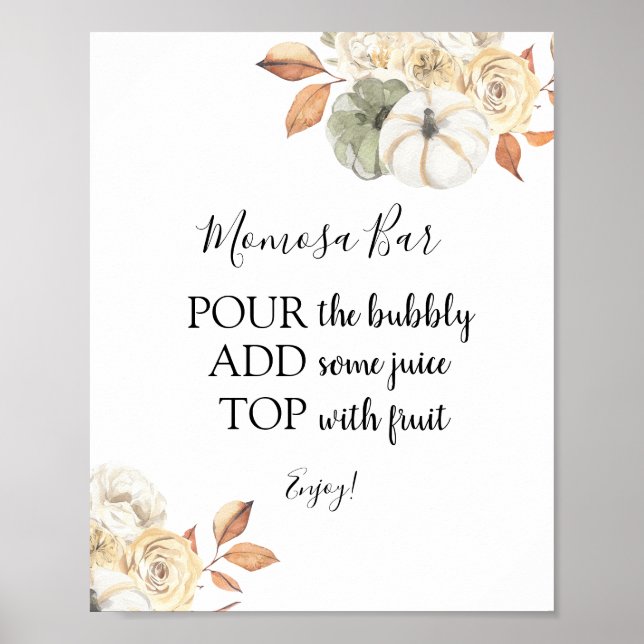 Affiche Panneau de boisson Rustic Autumn Momosa Bar (Devant)