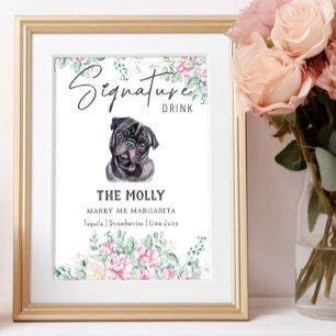 Affiche Panneau de boisson signature pour chien Pug