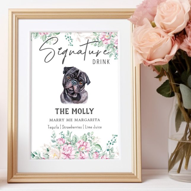 Affiche Panneau de boisson signature pour chien Pug (Créateur téléchargé)