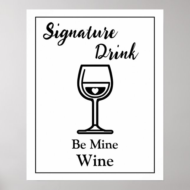 Affiche Panneau de boisson signature pour vin de bar de ma (Devant)