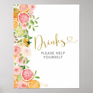 Affiche Panneau de boissons de Grapefruit Citrus Fruit pou