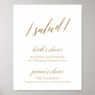 Affiche Panneau de boissons de santé en calligraphie dorée