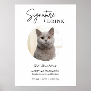 Affiche Panneau de boissons de signature de mariage de cha