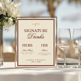 Affiche Panneau de boissons de signature d'Ivoire & Bourgo