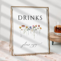 Panneau de boissons Fleurs sauvages colorées