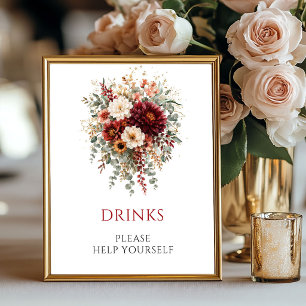 Affiche Panneau de boissons florales d'automne de Bourgogn