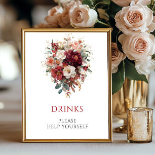Affiche Panneau de Boissons Mariage Terracotta Boho Bourgo