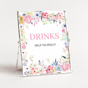 Affiche Panneau de boissons pour Baby Shower Fleur de Bébé