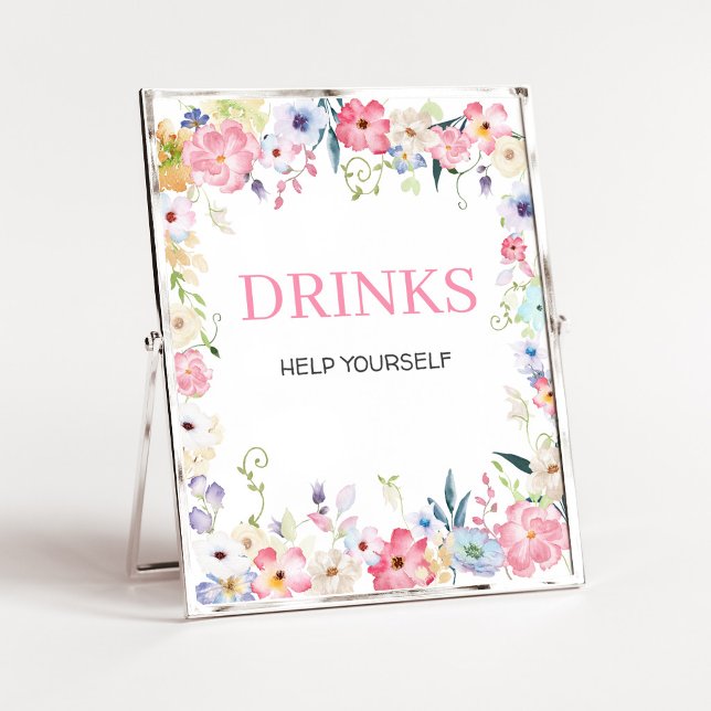 Affiche Panneau de boissons pour Baby Shower Fleur de Bébé (Baby in Bloom Baby Shower Drinks Sign)