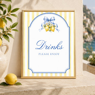 Affiche Panneau de boissons pour Baby Shower Jaune Citron