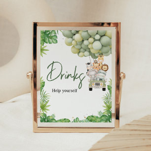 Affiche Panneau de boissons pour Baby Shower Oh Boy Jungle