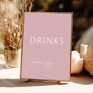 Affiche Panneau de boissons pour Baby Shower Rose Poussiér
