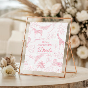 Affiche Panneau de boissons pour Baby Shower Safari Jungle
