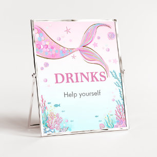 Affiche Panneau de boissons pour Baby Shower Sirène