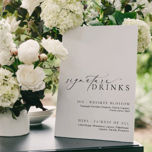 Affiche Panneau de boissons signature moderne minimal Elle