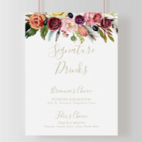 Panneau de boissons signature tropical bohème plum