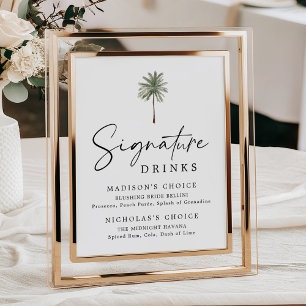 Affiche Panneau de boissons signatures de mariage avec pal