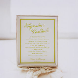 Affiche Panneau de boissons signatures de mariage Citrus