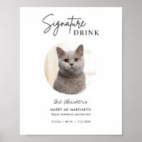 Panneau de boissons signatures de mariage de chat 