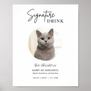 Affiche Panneau de boissons signatures de mariage de chat
