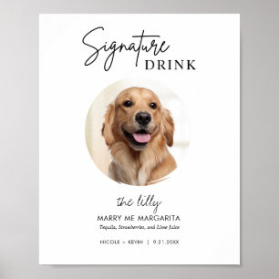 Affiche Panneau de boissons signatures de mariage de chien